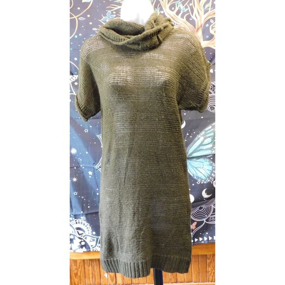 Click Green Slouch Neck Semi-Sheer Sweater Dress - Picture 1 of 5